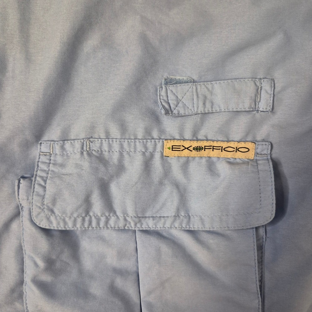 ExOfficio Fishing Shirt Mens XXL Light Blue Long Sleeve Nylon Vented Lightweight - Picture 5 of 10